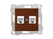 Розетка компьютерная 2xRJ45, Cat5e, скрытая, без рамки, орех, RITA, Mutlusan 22001380157