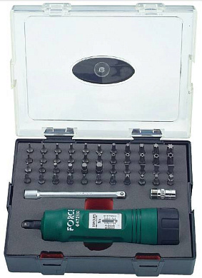 Отвертка динамометрическая 1-5 Nm, 1/4" с набором бит 47 пр. Force K64706