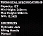 Домкрат бутылочный пневмогидравлический 12 т, 260-500 мм JCB JCB-TQ12002 (TQ12007)