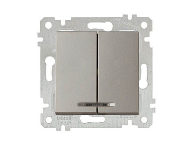 Выключатель 2-клав., с подсветкой, скрытый, без рамки, винт. зажим, титан, RITA, 10 A, 250 V, IP 20, Mutlusan 22004260283