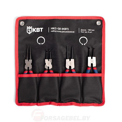 Набор съемников стопорных колец сжим/разжим, прямой/угловой 180 мм 4 пр МАСТЕР КВТ НКС-02