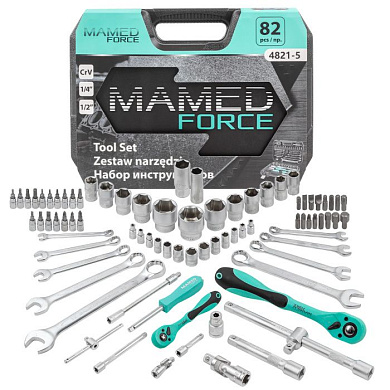 Набор инструментов PROFI 82 пр. 1/4"&1/2" 6-гр 4-32 мм MAMEDFORCE MF-4821-5