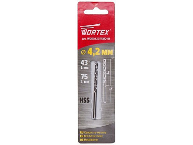 Сверло по металлу ц/х 4.2х43х75 мм HSS WORTEX WDB042075M2111