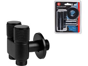 Кран вентильный угловой 1/2" нар. Х 1/2" нар. Х 1/2" нар. установочный черный, Нерж. сталь, макс. 16 бар, макс. 110 °С AV Engineering AVE258002