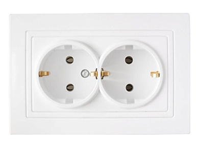 Розетка 2-ая (скрытая, с/з) белая, Уют, Bylectrica РС16-348