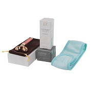 Набор, массажер роликовый Gold, повязка на голову на липучке, гель-патч для лица-1831, крем для лица-1862 La and Te beaute LT-30