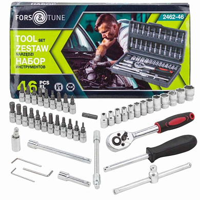 Набор инструмента 46 пр. 1/4'' 6-гр, 4-14 мм FORSandTUNE FORSandTUNE-2462-46