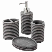 Набор для ванной комнаты 4 пр., мыльница, дозатор для мыла, подставка для зубных щеток, подставка для косметических аксессуаров La and Te beaute LT-BS-9