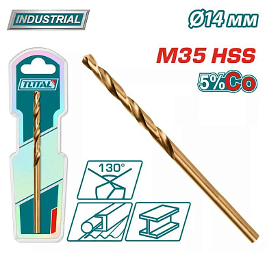 Сверло по металлу M35 HSS-CO 14 мм TOTAL TAC11214001