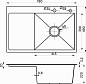 Мойка нерж. сталь, прямоугольная одночашевая, 780*490мм, графит, PVD покрытие, мойка справа, с крылом (3,2мм) AKS 106650