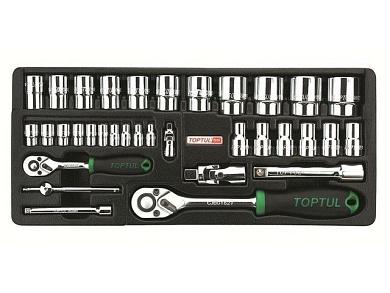 Набор-сет головок 1/4'' и 1/2'' 34 пр.. 434х176мм Toptul GCAT3402