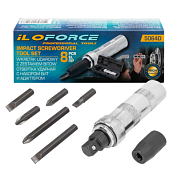 Отвертка ударная с набором бит PH, SL и адаптером 8 пр ILOforce IF-5064D
