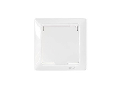 Розетка 1-ая (скрытая, с/з, брызг. защ.) белая, Стиль, Bylectrica РС16-312Р