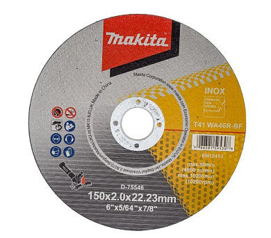 Круг отрезной 150х2x22.23 мм для стали/нержавеющей стали плоский WA46R Makita D-75546