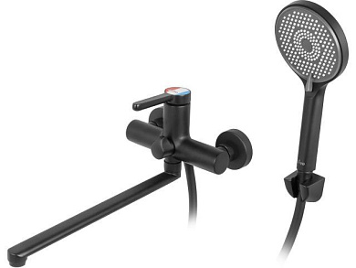 Смеситель для ванны Lt D35, серия Lotus черный, на стену, длинный поворотный L-излив A-five A5-0633