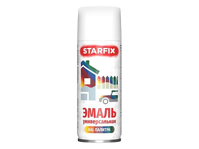 Краска-эмаль аэроз. универсальная белый матовый Starfix 520мл (9003) (Сигнальный белый, матовая) SM-33031-1