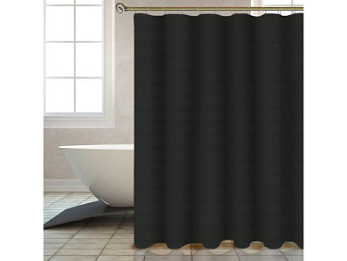 Шторка для ванной, 12 колец в комплекте, 180x180 см, Harmony, жемчужно-чёрный, полиэстер, текстильная PERFECTO LINEA 36-118112