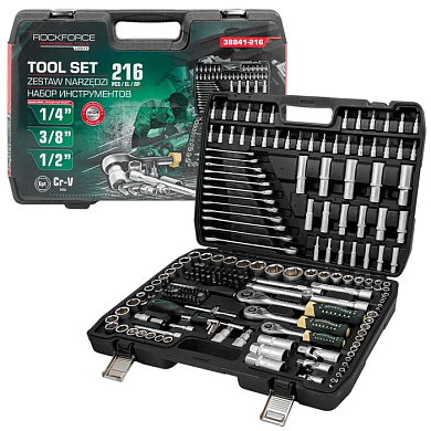 Набор инструментов 216 пр. 1/4''&3/8''&1/2'' 6-гр RockForce RF LIGHT-38841-216