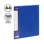 Папка-скоросшиватель А-611 "Стандарт" с карманом, пластик, синий