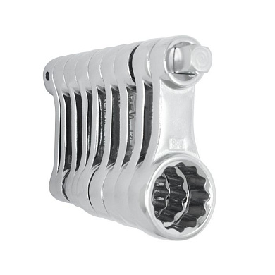 Набор дюймовых накидных ключей с воротком, односторонних, 9 пр. DISEN DS-KT5095P