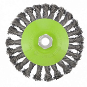 Щетка для УШМ, М14, тарелка, крученая металлическая проволока Сибртех