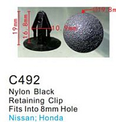 Клипса для крепления внутренней обшивки а/м Ниссан пластиковая 100 шт Forsage F-C492(Nissan)