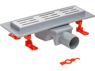 Сливной трап горизонтальный D 50, реш. нерж., сухой затвор, 65х300мм, AV Engineering AVE5016530