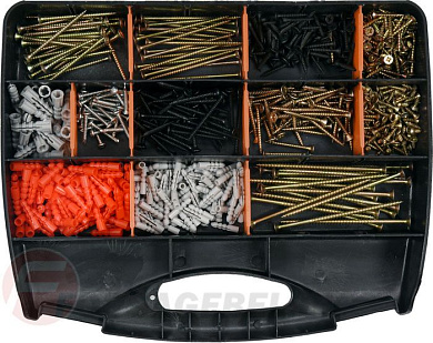 Набор шурупов с набором пластмассовых дюбелей 770 пр. Vorel 24111