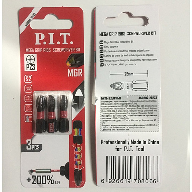 Бита ударная PZ3x25 мм 3 шт в уп. PIT ASDR02-25PZ3