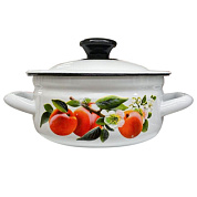 Кастрюля с цилиндрическими бортиками 1.5 л, белая с декором Керченский металлургический завод 41704-082/6-У4БлСД