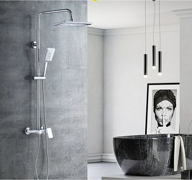 Душевая система со смесителем и тропическим душем, латунь, белый + хром L2421W Ledeme в магазине Густав