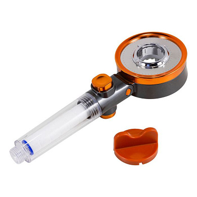 Лейка душевая двухсторонняя шарнирная с кнопкой подачи воды, АБС-пластик/нерж.сталь, L-26см, ø-9см, 0-80°С, 3 режима, очистка от хлора ISMA ISMA-SK-00602