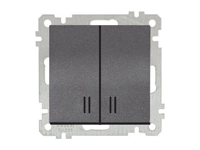 Выключатель 2-клав., с подсветкой, скрытый, винт. зажим дымчатый, ELITRA, 10 A, 250 V, IP 20 Mutlusan 2270 426 0295
