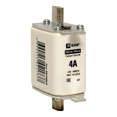 Плавкая вставка ППН-33 160/ 4А габарит 00 EKF fus-33/160/4