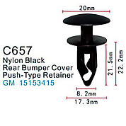 Клипса для крепления внутренней обшивки а/м GM, пласт., 100 шт Forsage C0657(GM)