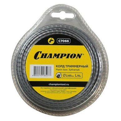 Корд для триммера, 2,65 мм*15м (зубчатый) Platin Saw CHAMPION C7066