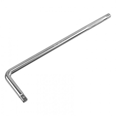 Вороток Г-образный, 375х100 мм, квадрат 1/2", CrV, матовый хром Denzel 14067