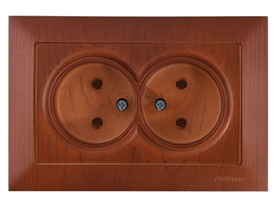 Розетка 2-ая, скрытая, б/з, керамика, вишня, DARIA, 10 A, 250 V, IP 20, Mutlusan 21202010256