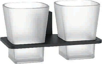 Стакан для зубной щетки, сталь + стекло, черный Ledeme L30308B