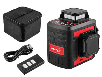 Нивелир лазерный линейный LX LL 0330-2, 3х360°, до 25 м, +/- 0.3 мм/м, зеленый WORTEX 1323750