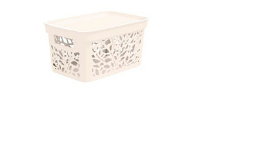 Корзина с крышкой Leaves 10л 333×225×174мм (молочный) Полимербыт 4383700