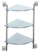 Полка в ванную угловая, сталь + стекло, хром Ledeme L1907-3