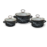 Набор кастрюль "Черный мрамор" 1, 1.5, 2.3 л Керченский металлургический завод 42315-ЧЁРНЫЙ МРАМОР ЭКСТ