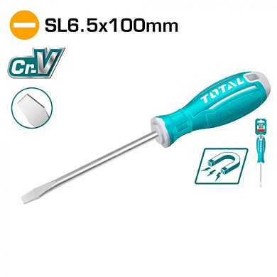Отвертка шлицевая SL6,5 100 мм TOTAL TSDRSSL6100
