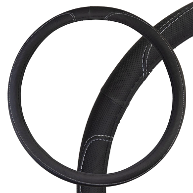 Оплетка экокожа XL Large- Черная/серая прострочка SKYWAY S01102492