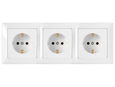Розетка 3-ая (скрытая, с/з) белая, Стиль, Bylectrica РС16-354