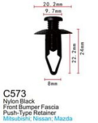 Клипса для крепления внутренней обшивки а/м Мазда/ Мерседес/ Митсубиси пластиковая, 100 шт Forsage C0573(Mazda/Mersedes/Mitsubishi)