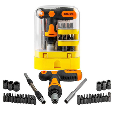 Отвертка реверсивная Т-образная телескопическая с комплектом бит и головок 32 пр. BaumAuto BM-30314232