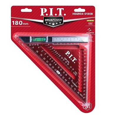 Угольник Свенсона метрический плотницкий с пузырьковым уровнем HSQR04-0180B (180 мм, магнит) PIT HSQR04-0180B