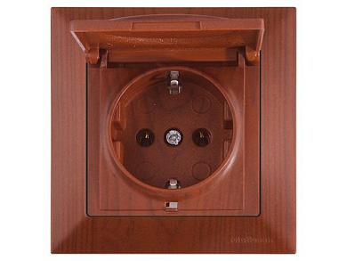 Розетка 1-ая, скрытая, с/з, с крышкой, вишня, DARIA, 16 A, 250 V, IP 20, Mutlusan 21206100256